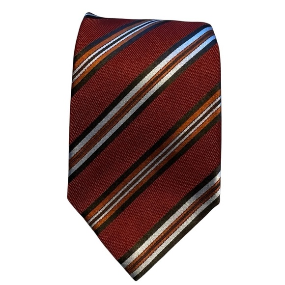 Ermenegildo Zegna Other - Ermenegildo Zegna Tie Repp Necktie Stripes Red Blue & Orange Silk 59” x 3.5”